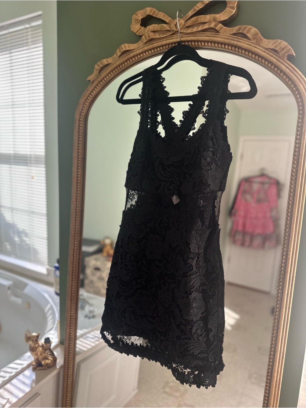 VENUS Black Floral Lace Mini Dress